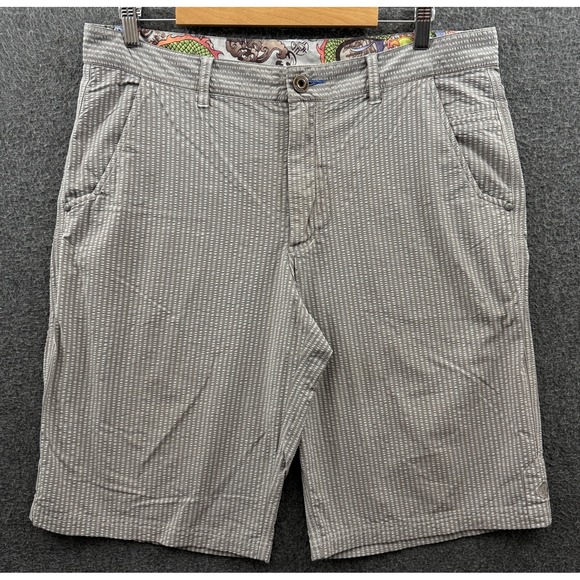 Lululemon Shorts Mens 36 Beige Brown Stripe Seersucker Kahuna 12" Performance - Picture 1 of 12